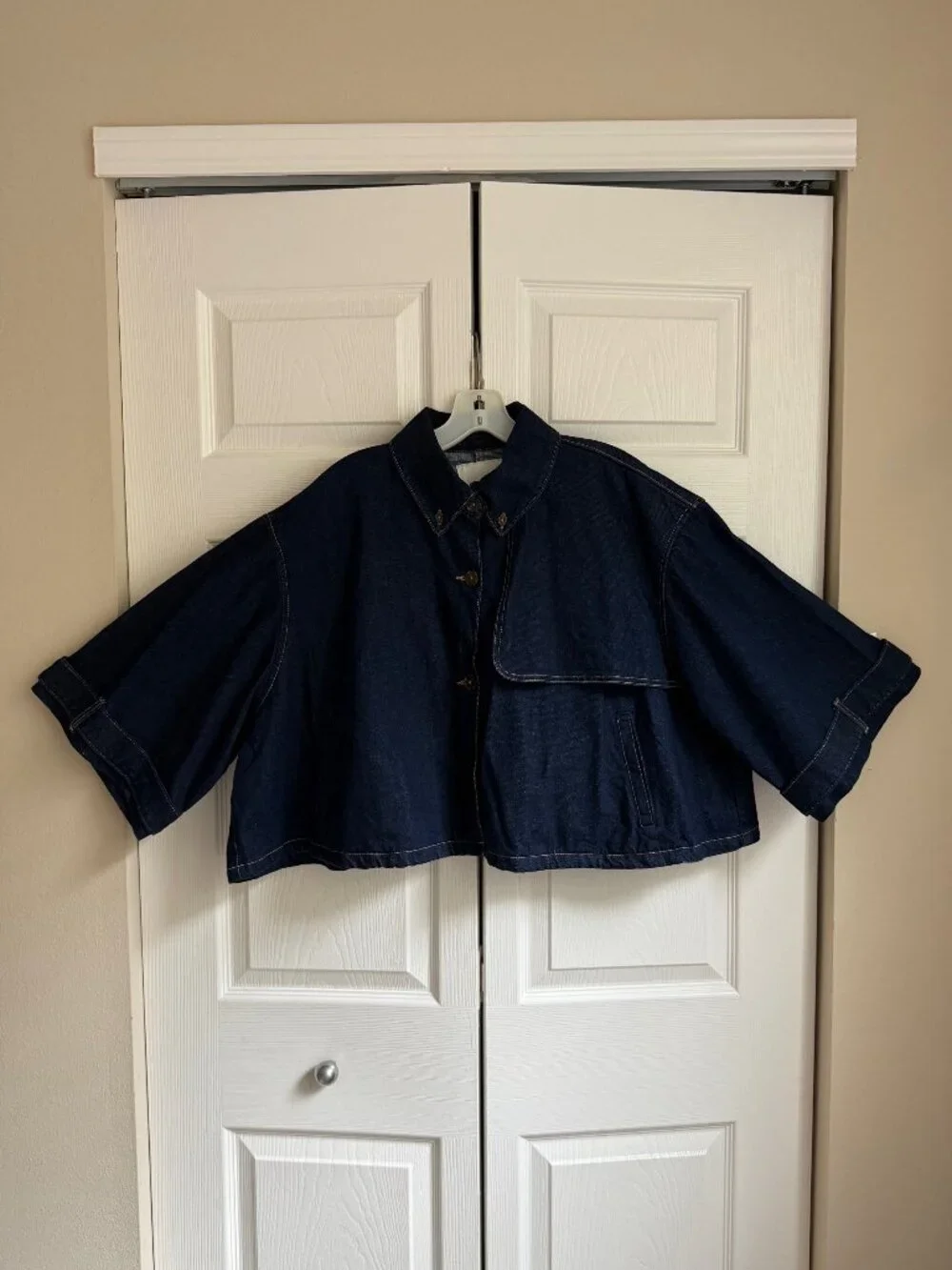 Cape-like denim jacket - Picture 6 of 13